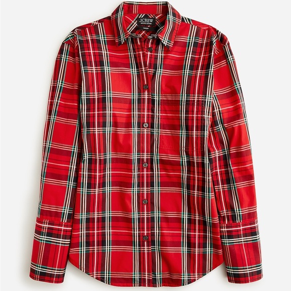 J. Crew Tops - J.Crew Women’s Garcon Classic Shirt Tartan Plaid 100% Organic Cotton Size 4